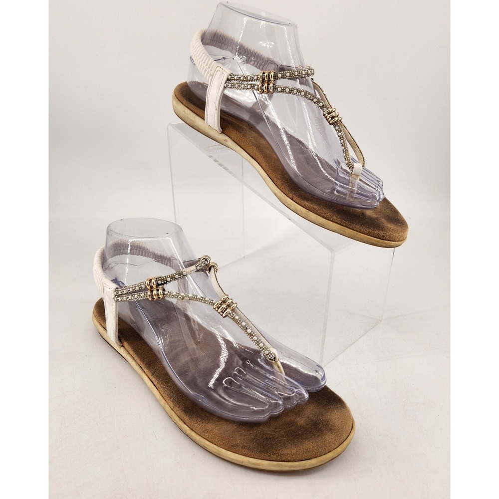 Patrizia by Spring Step Sandals Womens 38 / 8 White Rhinestone T Strap Slingback